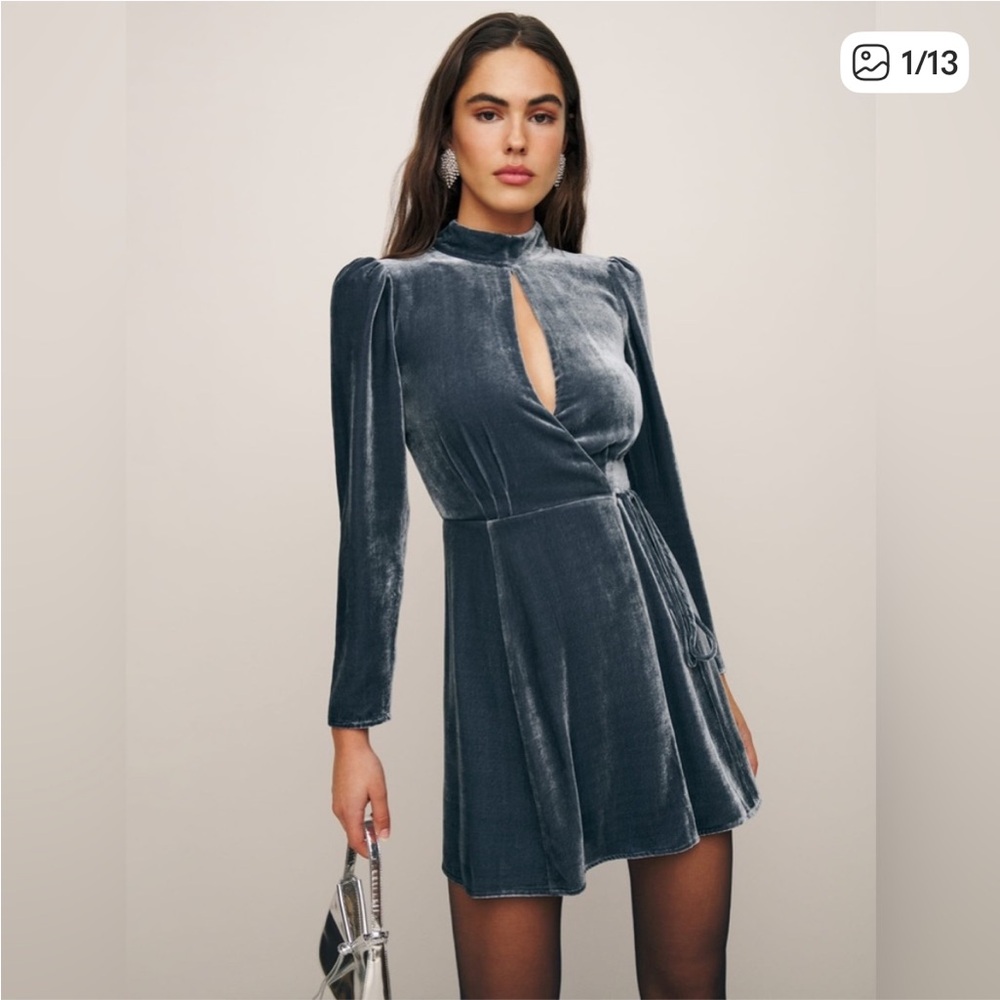 Reformation Ottessa Velvet Long Sleeve Dress